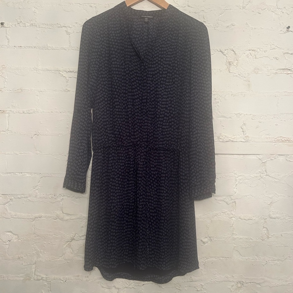 Hilary Radley Navy Patterned Long Sleeve Dress